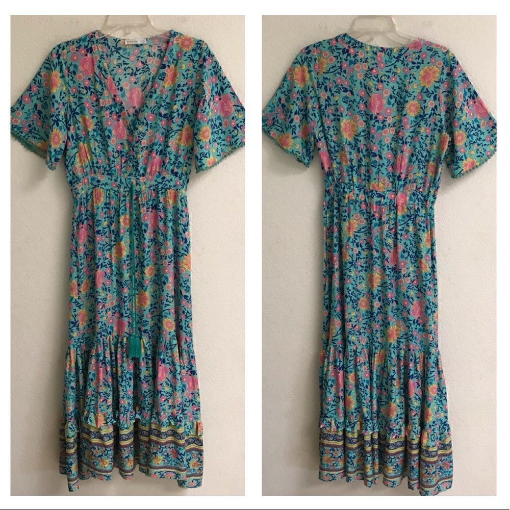 R. Vivimos boutique tiered BoHo tassel maxi dress S‎